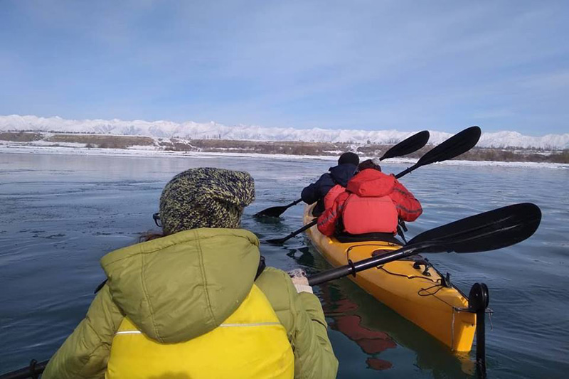 Kayaking on Issyk-Kul lake, Karakol, Kyrgyzstan