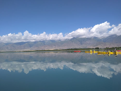 Kayaking on Issyk-Kul lake, Karakol, Kyrgyzstan