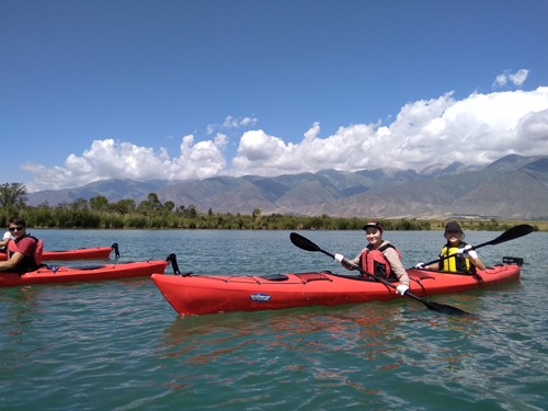 Kayaking on Issyk-Kul lake, Karakol, Kyrgyzstan